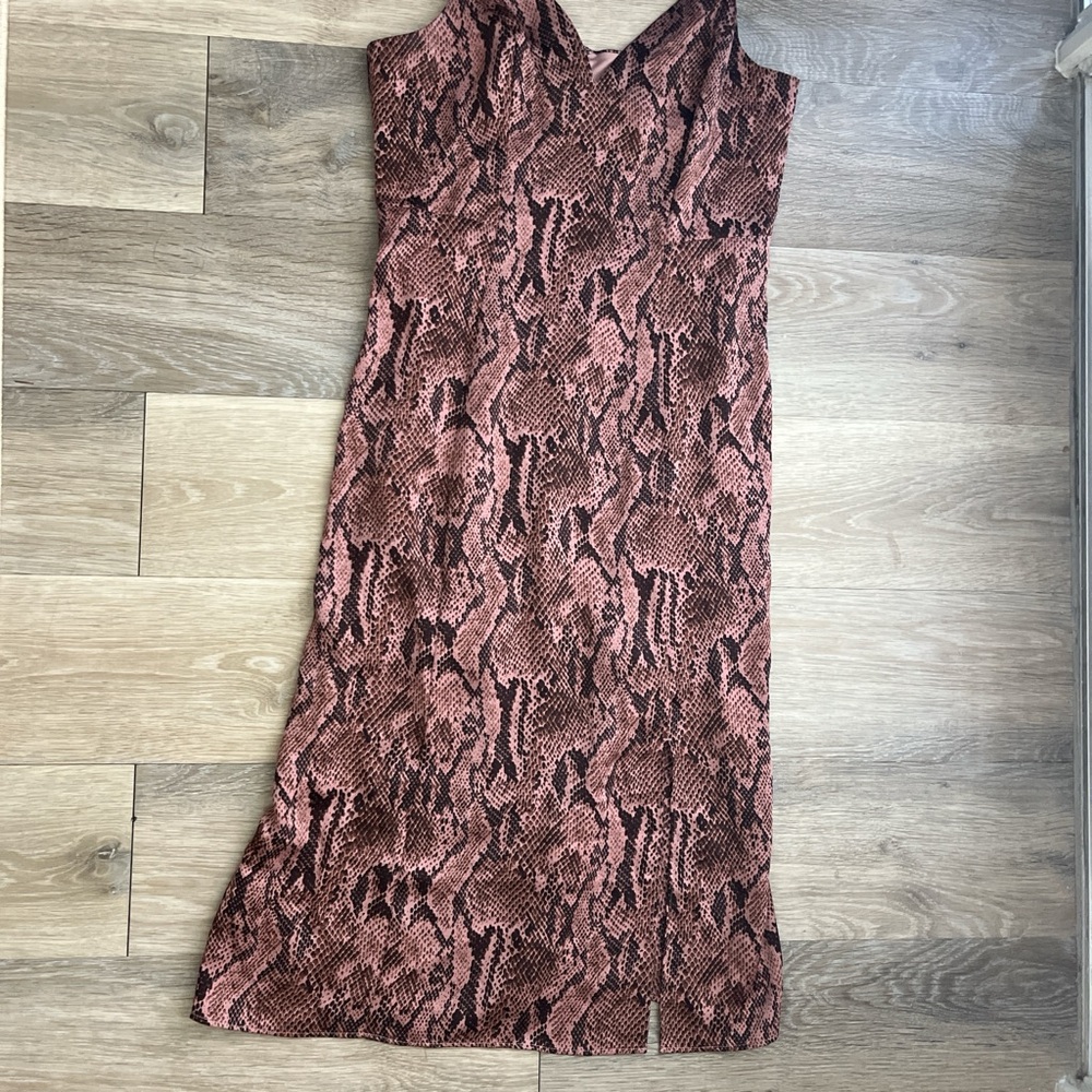 Pink and Brown Snake Print Dress